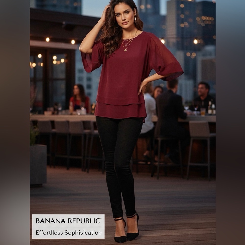 Banana Republic Women's Deep Red 100% Silk Blouse size  S
